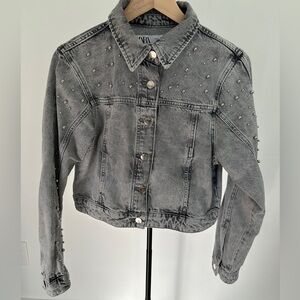 Zara Silver Studded Jean Jacket
